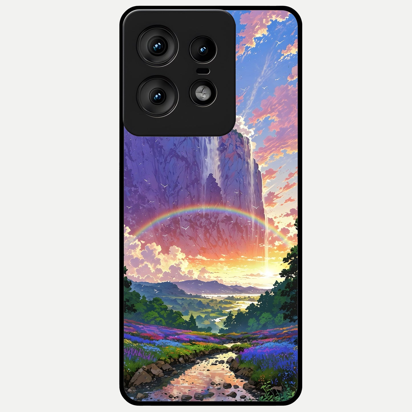  Rainbow Valley Dream Glass Case For Moto Edge50 Pro back cover – full design glossy printed glass finish