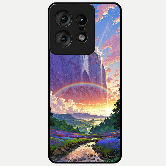  Rainbow Valley Dream Glass Case For Moto Edge50 Pro back cover – full design glossy printed glass finish