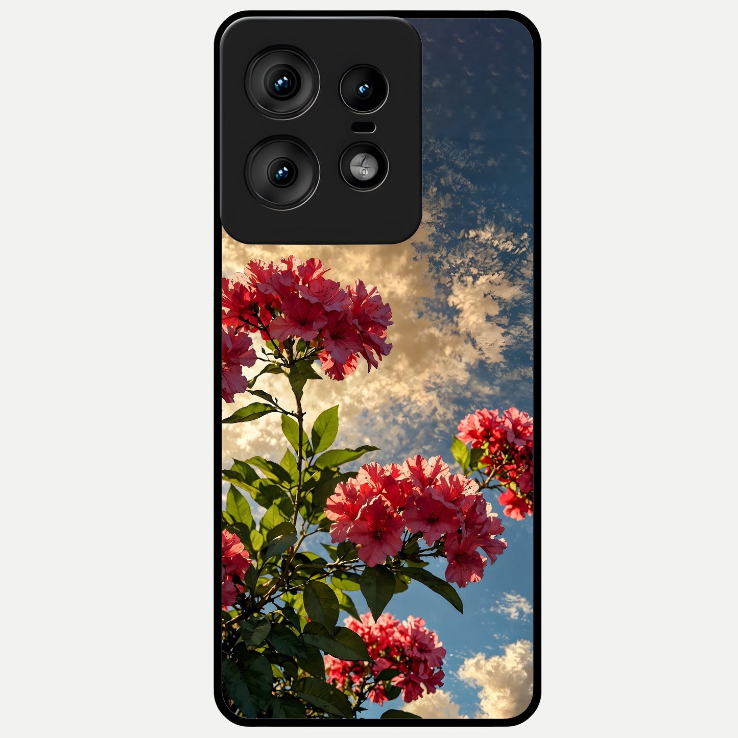  Red Bloom Skies Glass Case For Moto Edge50 Pro back cover – full design glossy printed glass finish