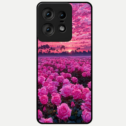  Rose Sunset Valley Glass Case For Moto Edge50 Pro back cover – full design glossy printed glass finish