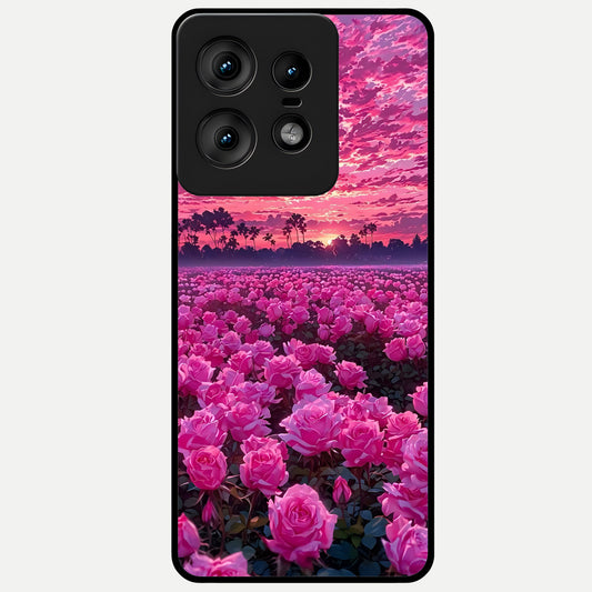  Rose Sunset Valley Glass Case For Moto Edge50 Pro back cover – full design glossy printed glass finish