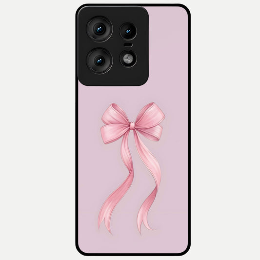  Soft Blush Bow Glass Case For Moto Edge50 Pro back cover – full design glossy printed glass finish