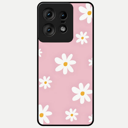 Soft Daisy Bliss Glass Case For Moto Edge50 Pro back cover – full design glossy printed glass finish