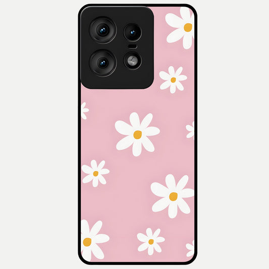  Soft Daisy Bliss Glass Case For Moto Edge50 Pro back cover – full design glossy printed glass finish