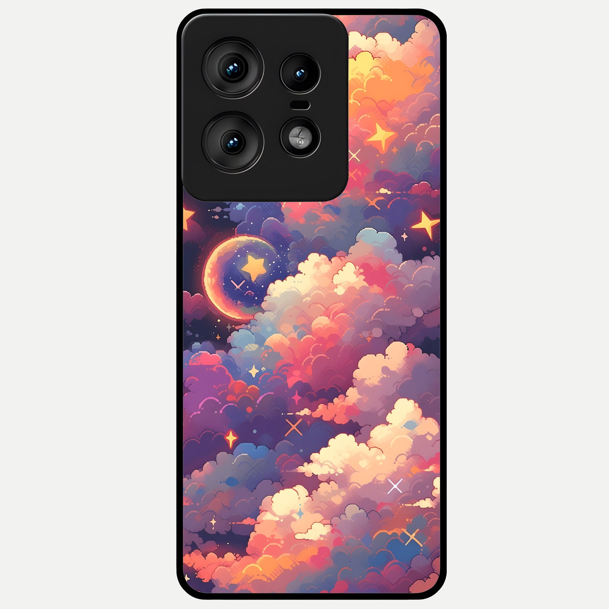  Starlit Dream Clouds Glass Case For Moto Edge50 Pro back cover – full design glossy printed glass finish