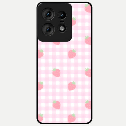  Strawberry Picnic Love Glass Case For Moto Edge50 Pro back cover – full design glossy printed glass finish