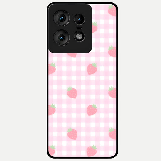  Strawberry Picnic Love Glass Case For Moto Edge50 Pro back cover – full design glossy printed glass finish