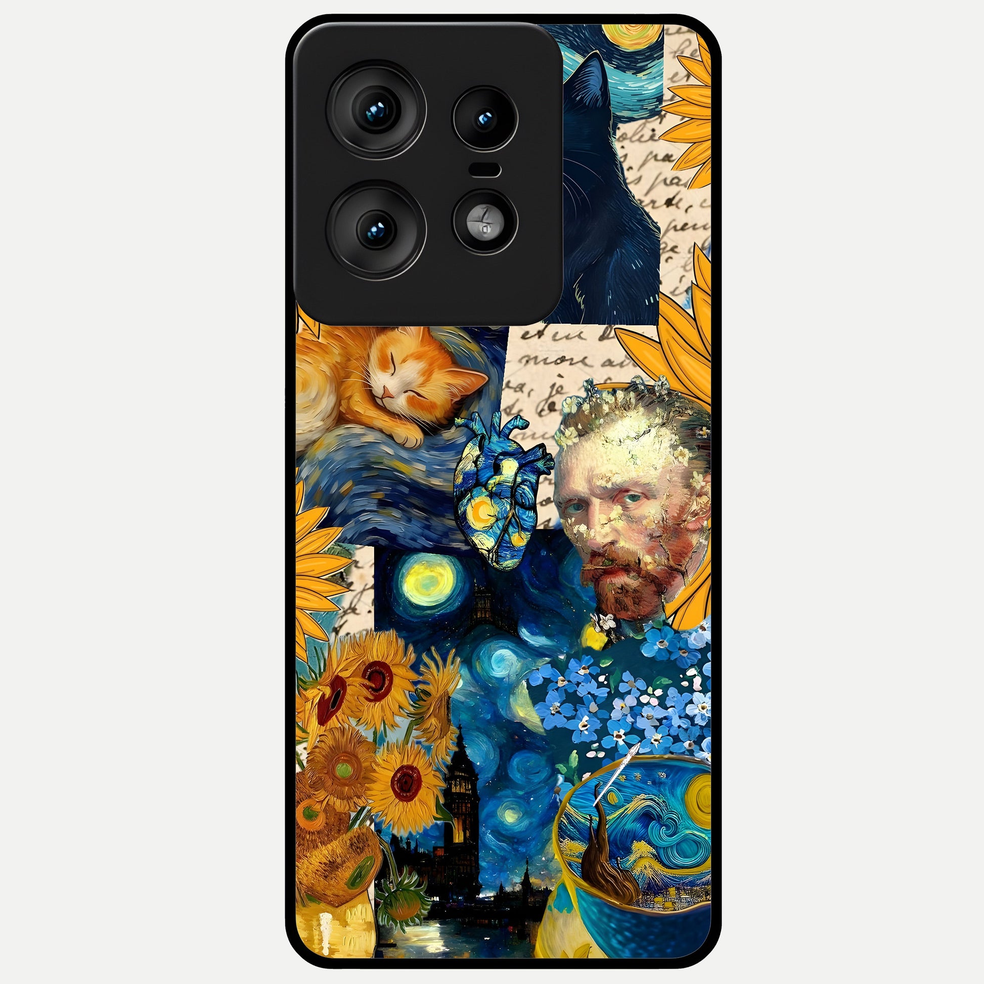 Sunflower Chic Mood Custom Name Glass Case For Moto Edge50 Pro back cover – full design glossy printed glass finish
