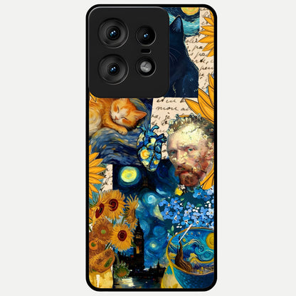  Sunflower Chic Mood Custom Name Glass Case For Moto Edge50 Pro back cover – full design glossy printed glass finish