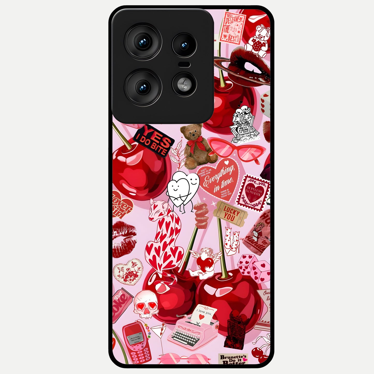  Sweet Cherry Chaos Glass Case For Moto Edge50 Pro back cover – full design glossy printed glass finish
