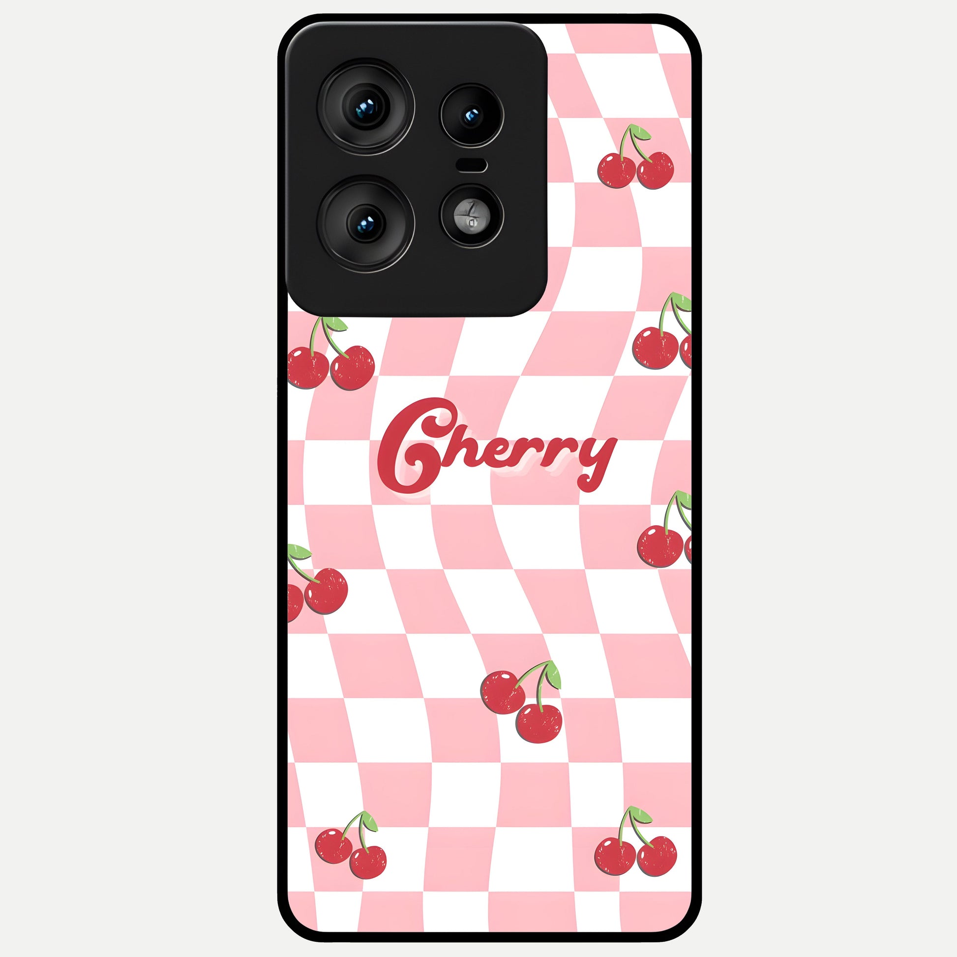  Sweet Cherry Vibes Glass Case For Moto Edge50 Pro back cover – full design glossy printed glass finish
