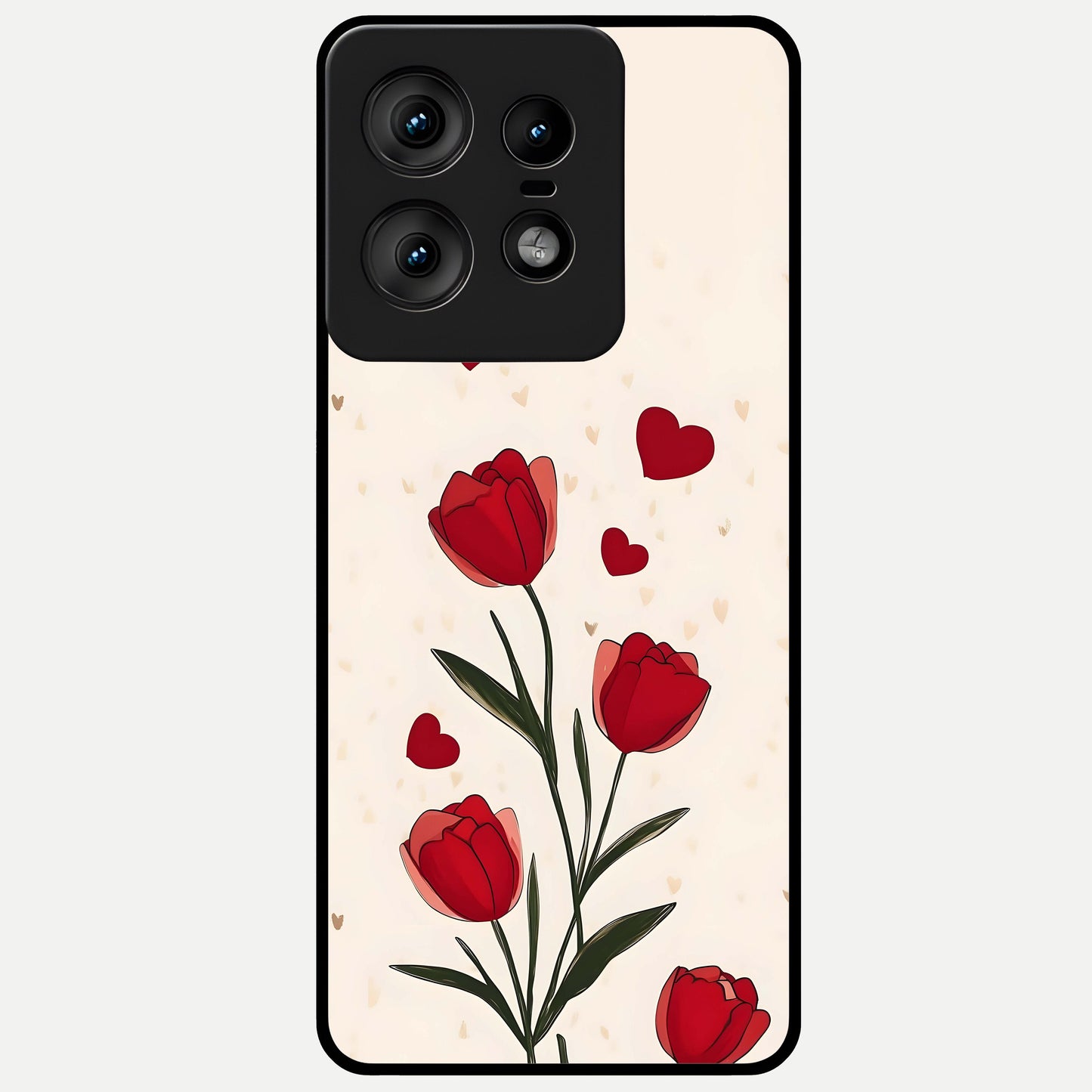  Tulip With Heart Glass Case For Moto Edge50 Pro back cover – full design glossy printed glass finish