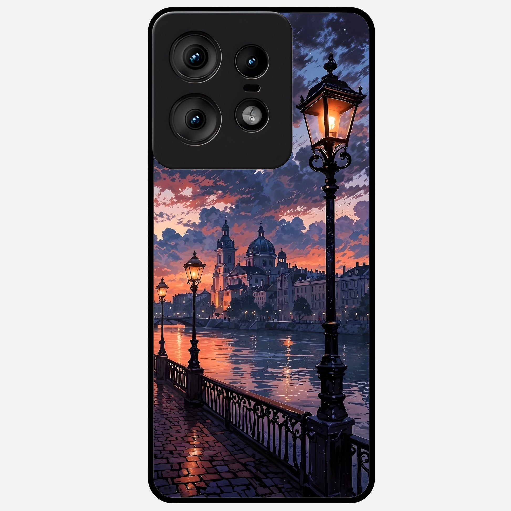  Twilight River Lights Glass Case For Moto Edge50 Pro back cover – full design glossy printed glass finish