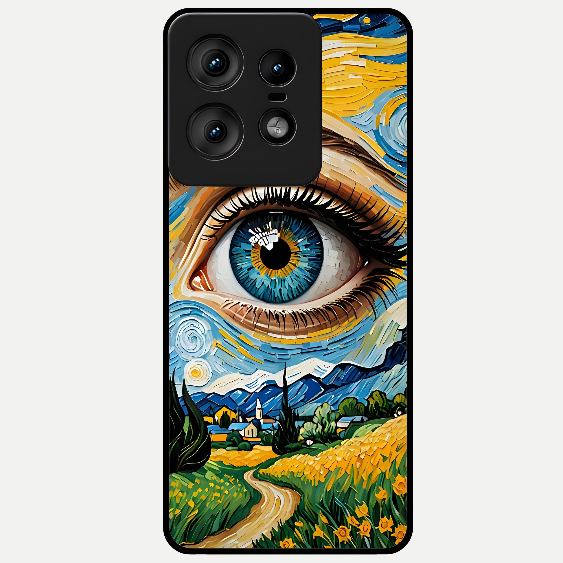  Van Gogh Eye Glass Case For Moto Edge50 Pro back cover – full design glossy printed glass finish