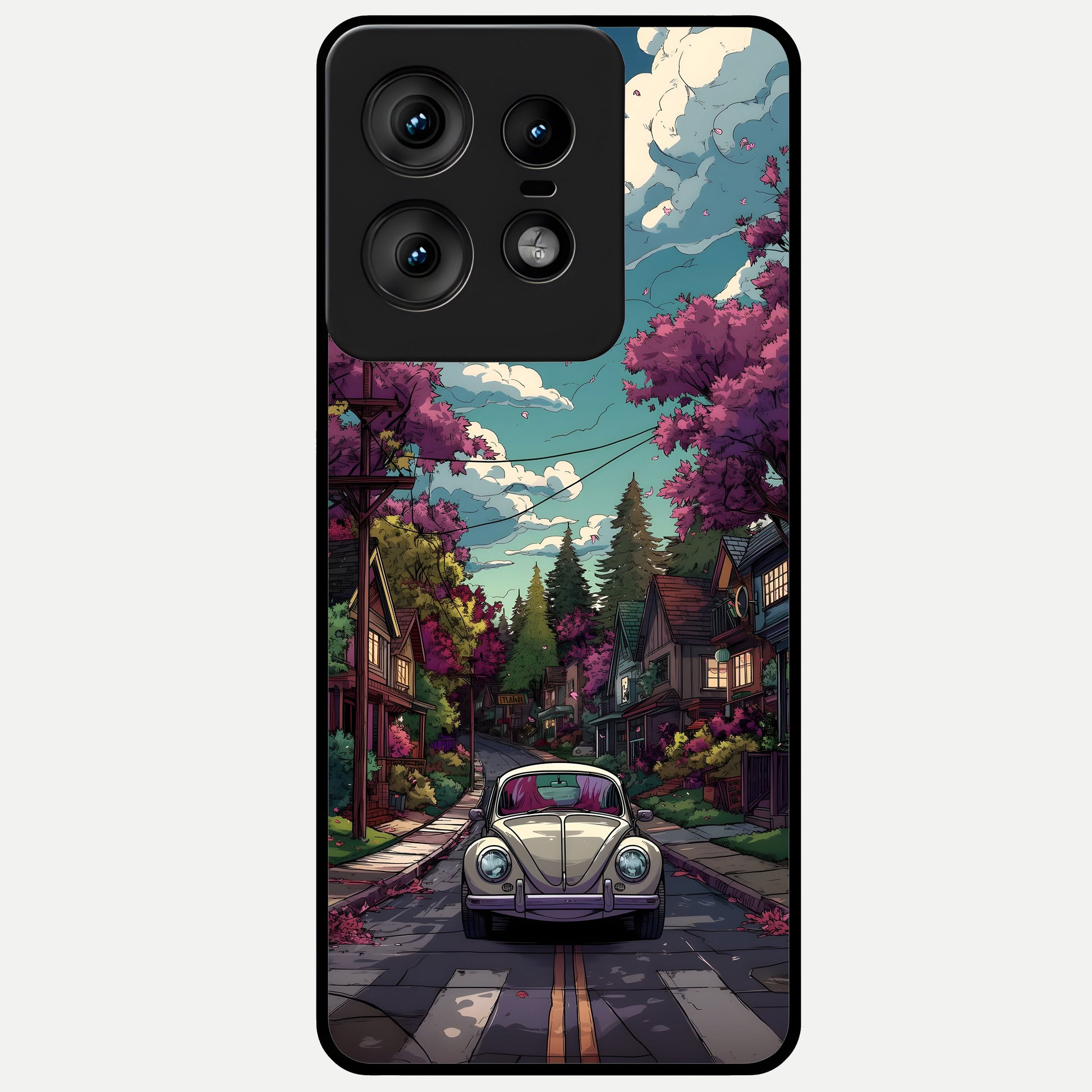  Vintage Street Drive Glass Case For Moto Edge50 Pro back cover – full design glossy printed glass finish