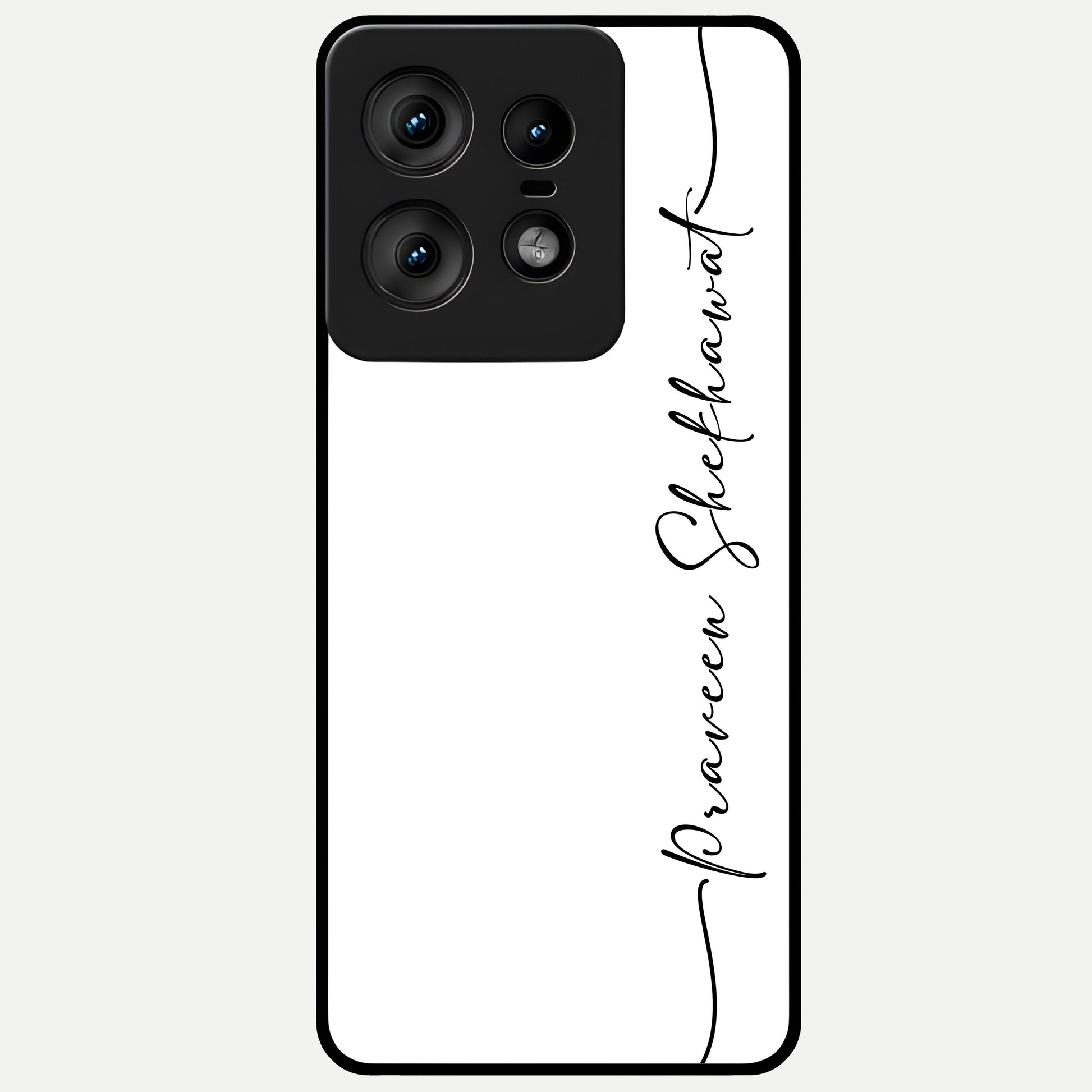  White Tune Custom Name Glass Case For Moto Edge50 Pro back cover – personalized glossy printed glass finish
