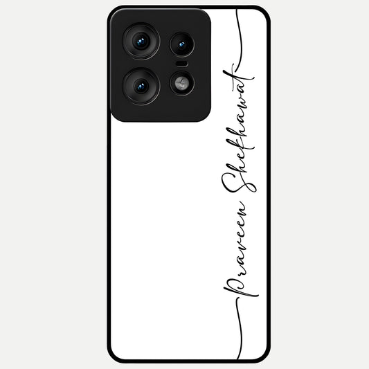  White Tune Custom Name Glass Case For Moto Edge50 Pro back cover – personalized glossy printed glass finish
