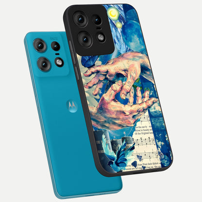  Aesthetic Divider phone case For Moto Edge50 Pro showing premium glass back cover with detailed artwork