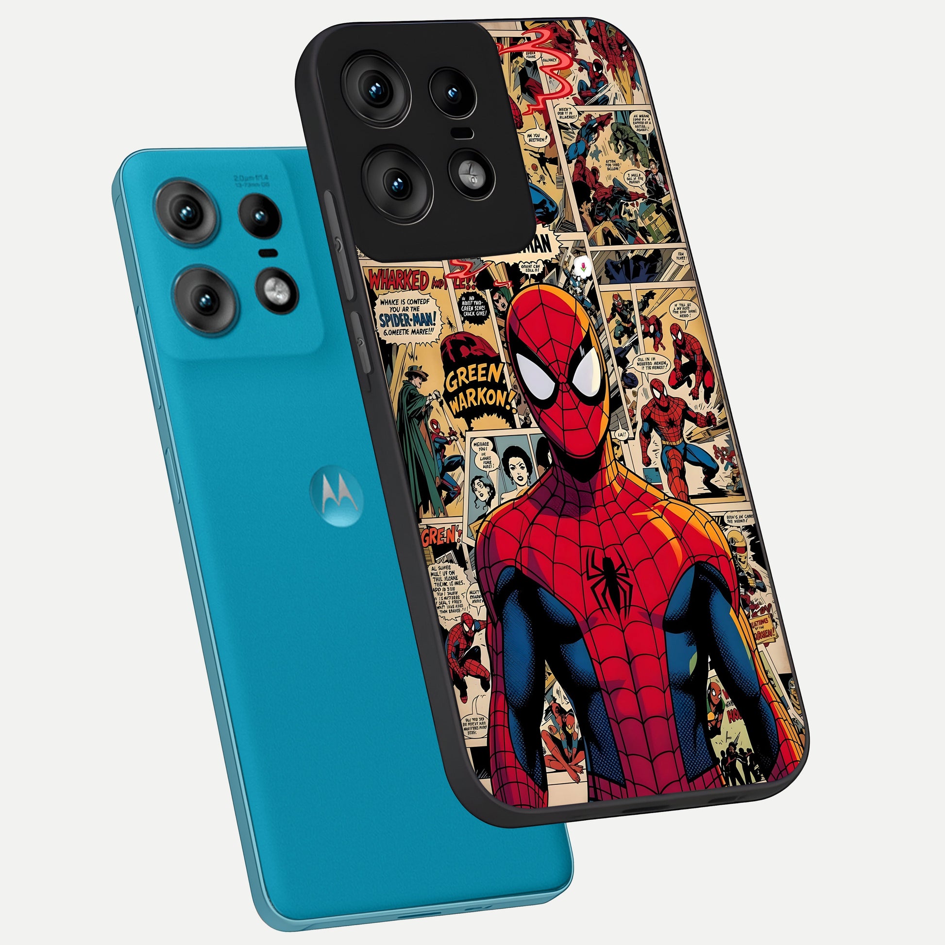  Aesthetic Spider phone case For Moto Edge50 Pro showing premium glass back cover with detailed artwork