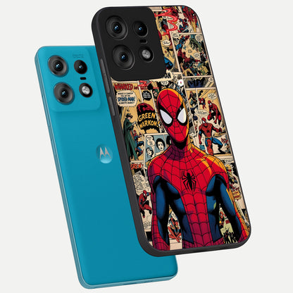  Aesthetic Spider phone case For Moto Edge50 Pro showing premium glass back cover with detailed artwork