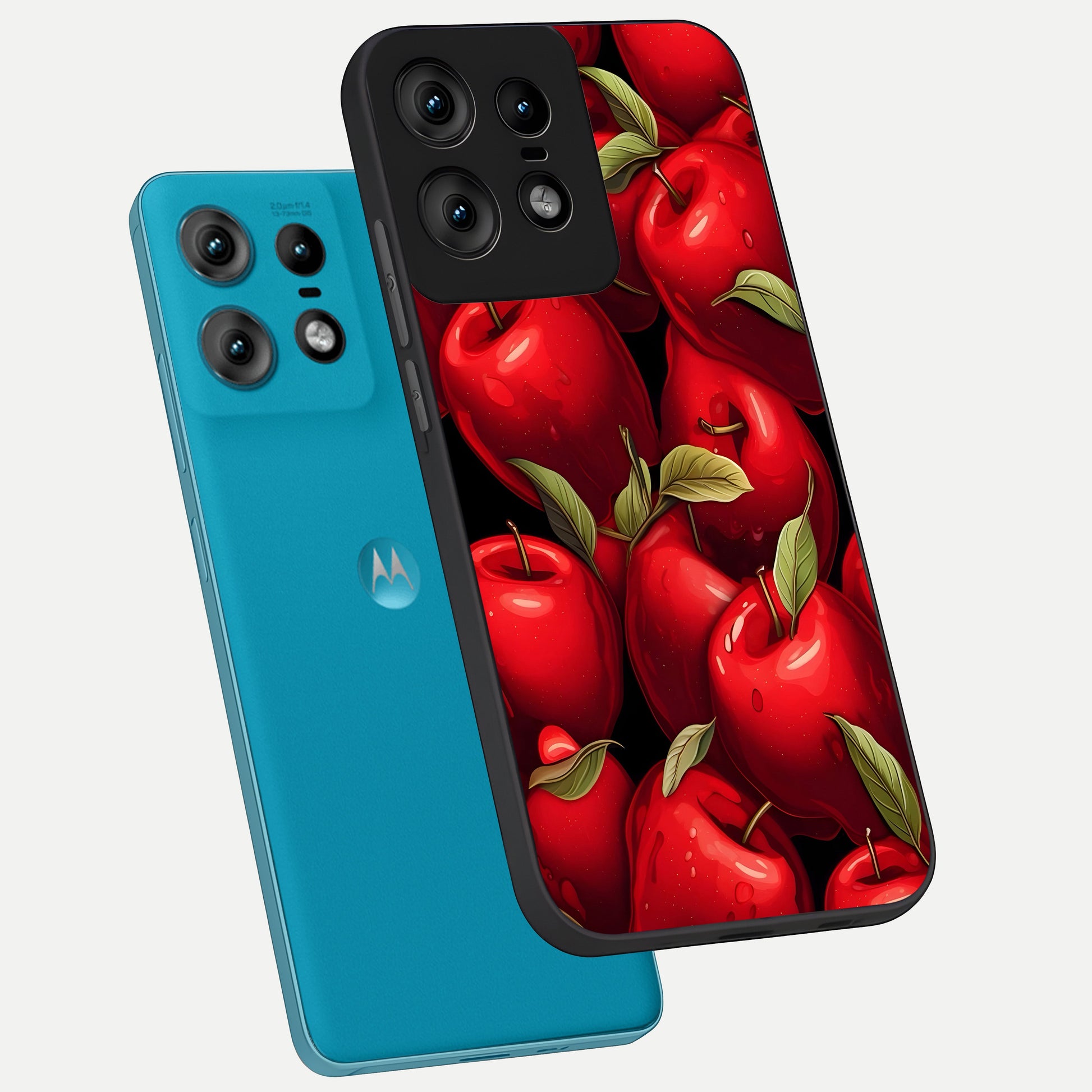  Apple Pattern phone case For Moto Edge50 Pro showing premium glass back cover with detailed artwork