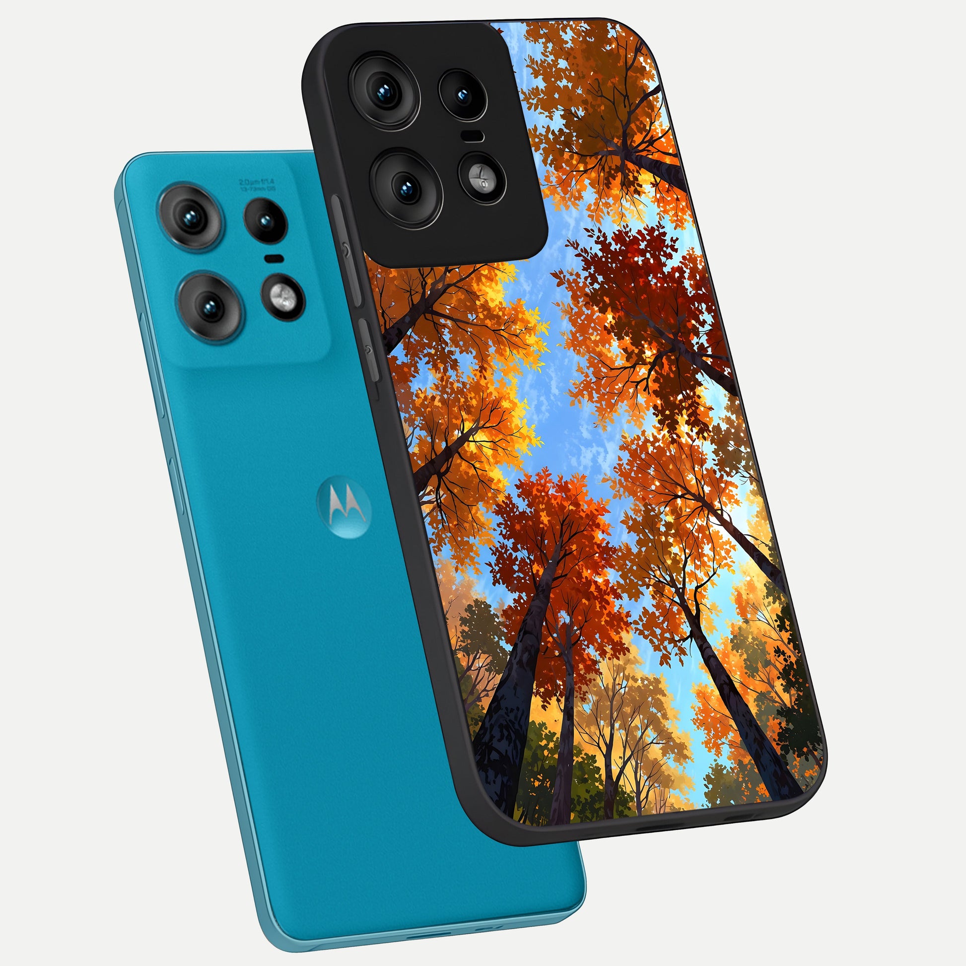  Autumn Sky Rise phone case For Moto Edge50 Pro showing premium glass back cover with detailed artwork