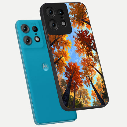  Autumn Sky Rise phone case For Moto Edge50 Pro showing premium glass back cover with detailed artwork