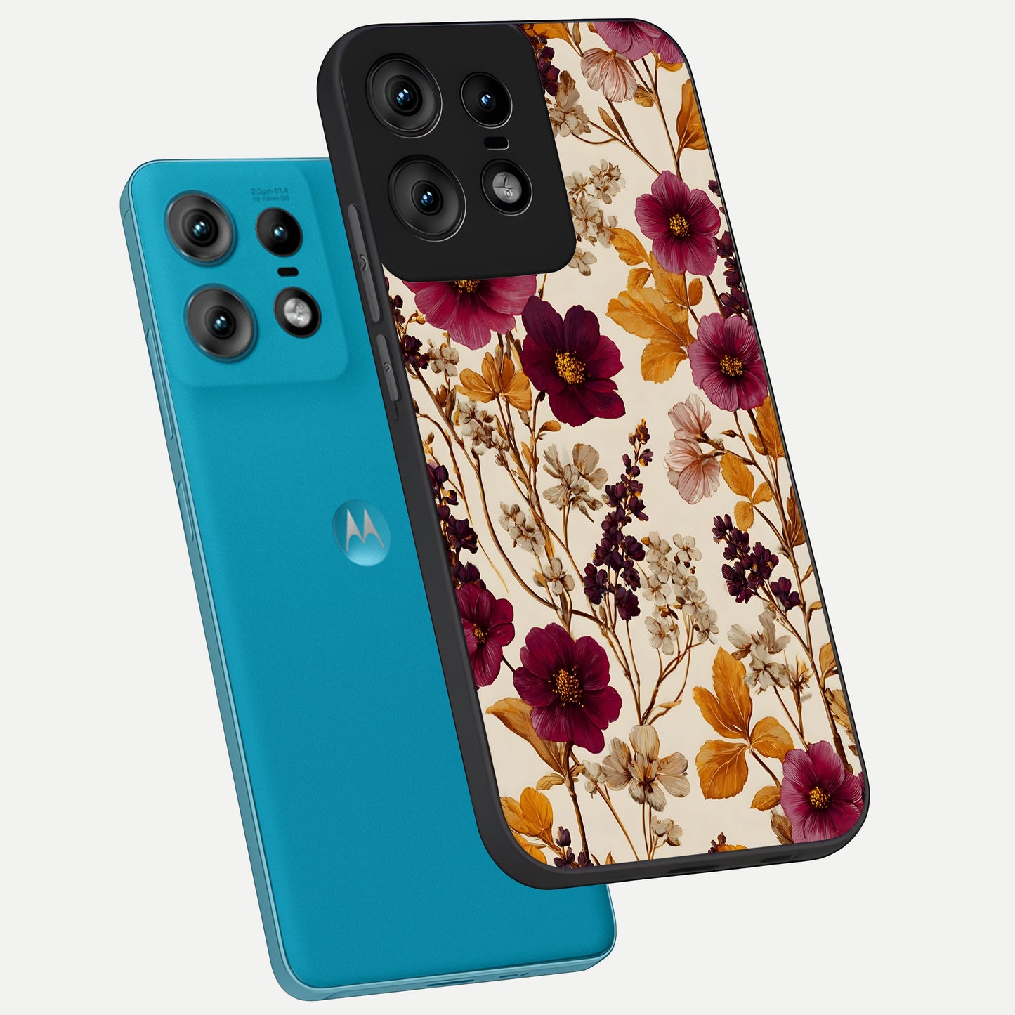  Autumn Wine Bloom phone case For Moto Edge50 Pro showing premium glass back cover with detailed artwork