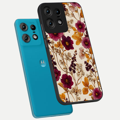  Autumn Wine Bloom phone case For Moto Edge50 Pro showing premium glass back cover with detailed artwork