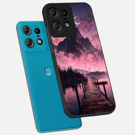  Beautiful Mountain View phone case For Moto Edge50 Pro showing premium glass back cover with detailed artwork