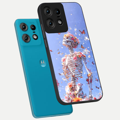 Bloom Beyond Bones phone case For Moto Edge50 Pro showing premium glass back cover with detailed artwork