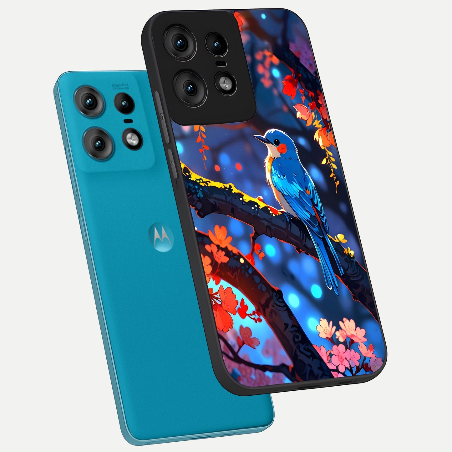 Blooming Water Drift phone case For Moto Edge50 Pro showing premium glass back cover with detailed artwork