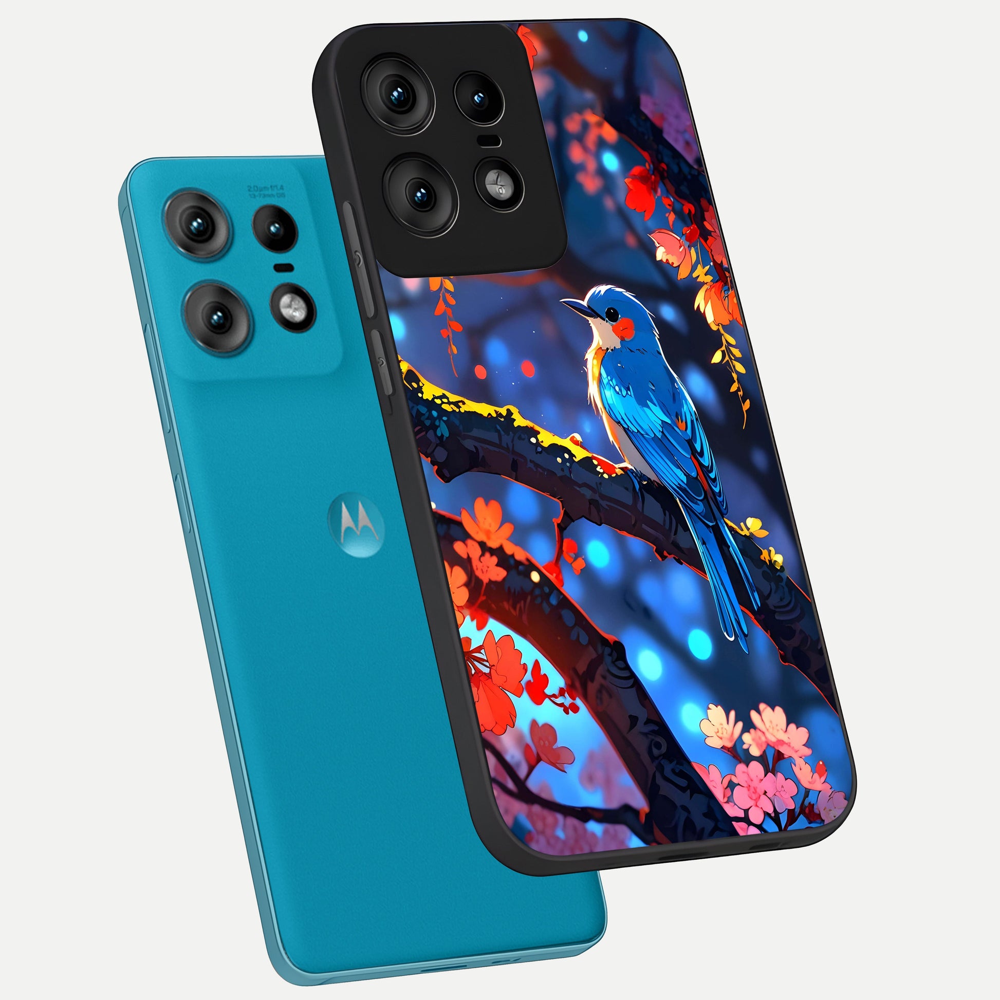  Blooming Water Drift phone case For Moto Edge50 Pro showing premium glass back cover with detailed artwork