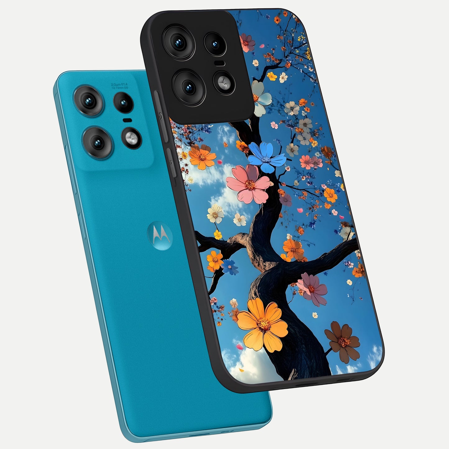  Blossom Dream Sky phone case For Moto Edge50 Pro showing premium glass back cover with detailed artwork