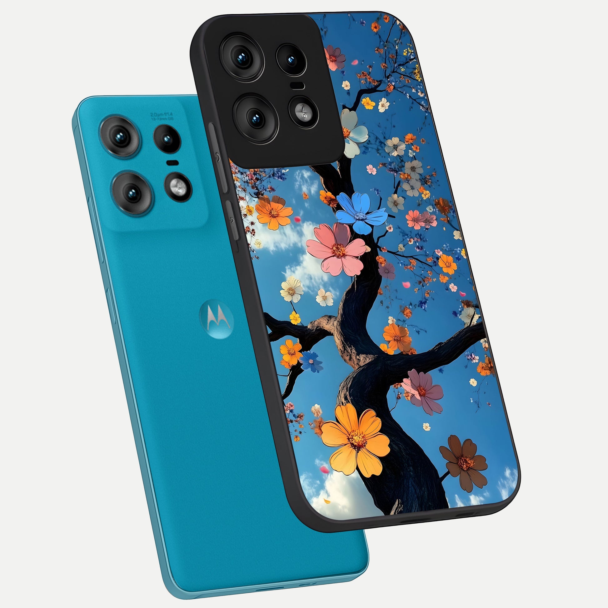  Blossom Dream Sky phone case For Moto Edge50 Pro showing premium glass back cover with detailed artwork
