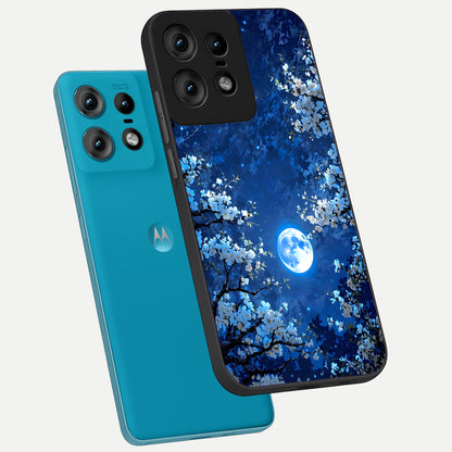  Blossom Moonlight Sky phone case For Moto Edge50 Pro showing premium glass back cover with detailed artwork