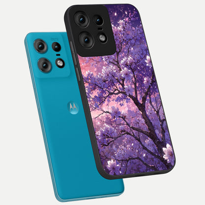  Blossom Tree phone case For Moto Edge50 Pro showing premium glass back cover with detailed artwork