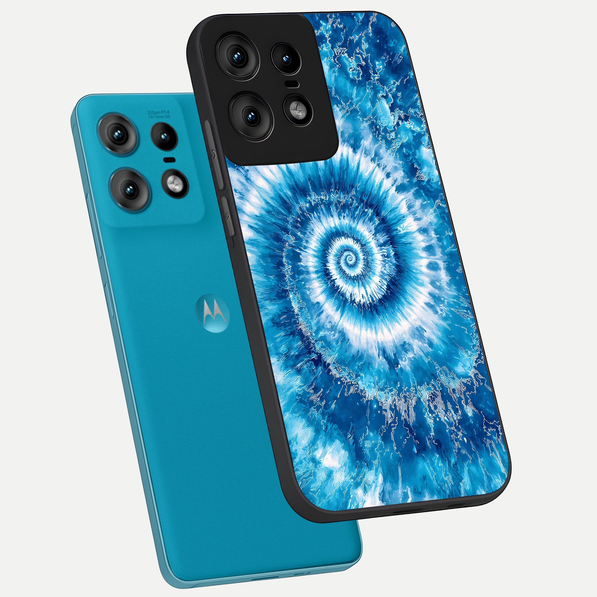  Blue Galaxy Wave phone case For Moto Edge50 Pro showing premium glass back cover with detailed artwork