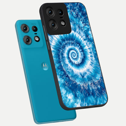 Blue Galaxy Wave phone case For Moto Edge50 Pro showing premium glass back cover with detailed artwork