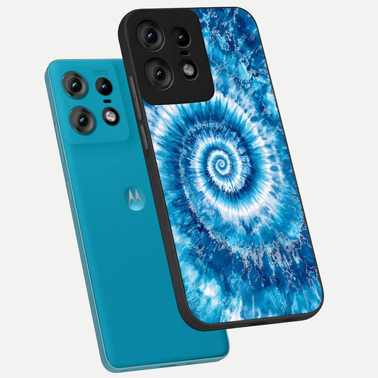  Blue Galaxy Wave phone case For Moto Edge50 Pro showing premium glass back cover with detailed artwork