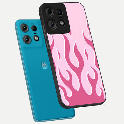  Blush Flame Energy phone case For Moto Edge50 Pro showing premium glass back cover with detailed artwork