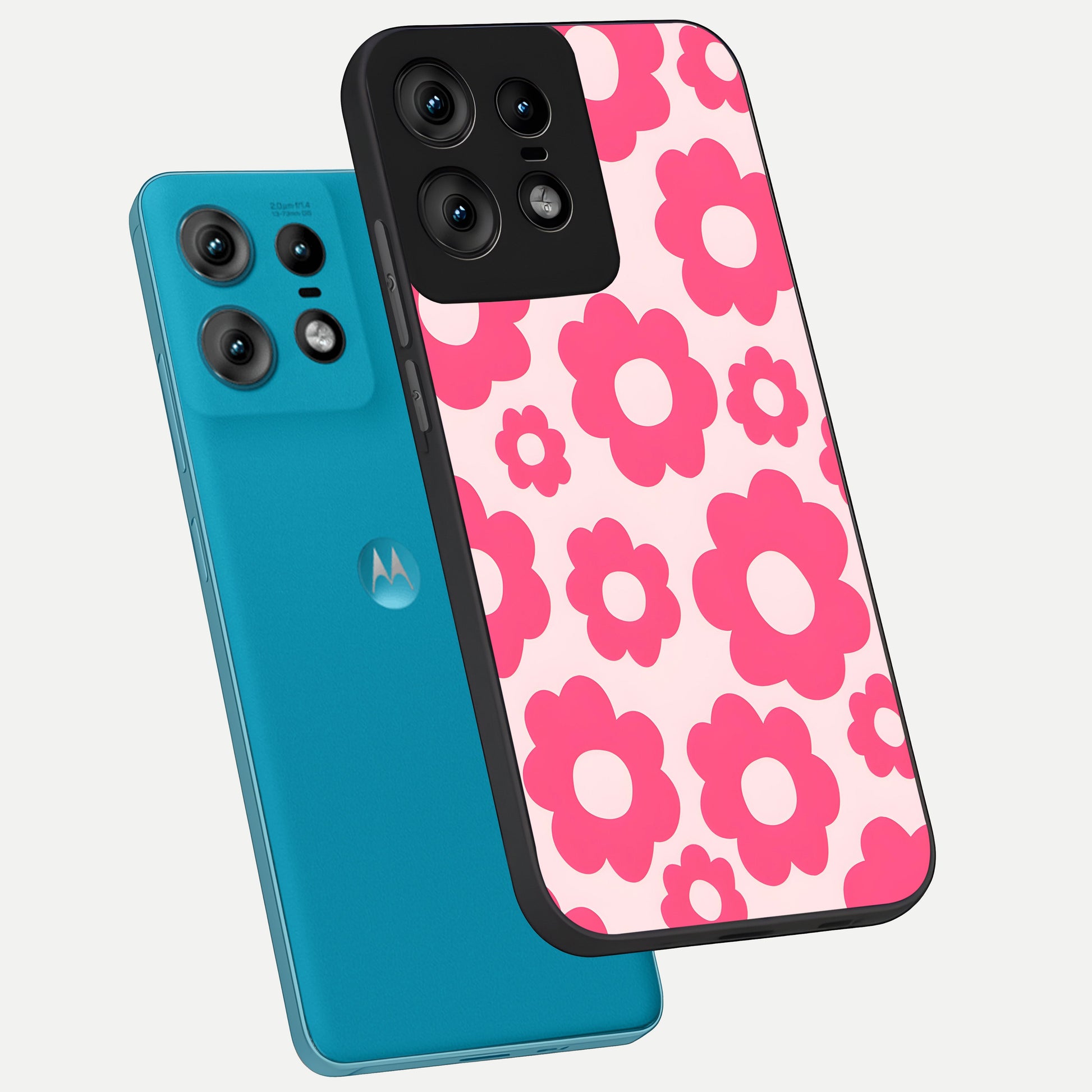  Blush Flower Pop phone case For Moto Edge50 Pro showing premium glass back cover with detailed artwork
