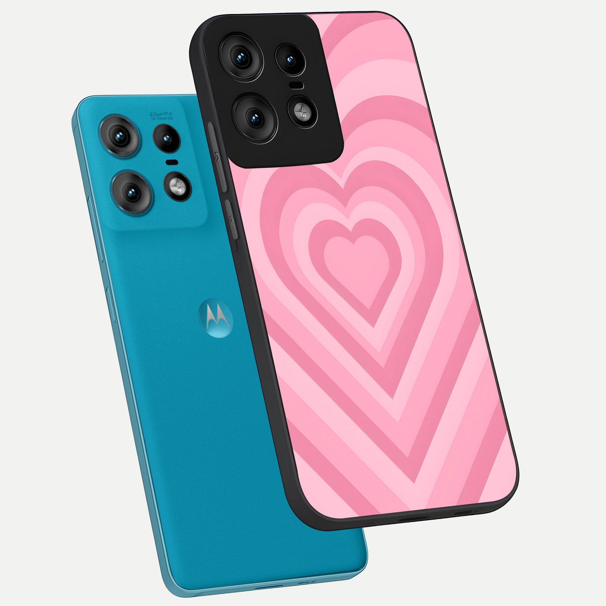  Blush Heart Waves phone case For Moto Edge50 Pro showing premium glass back cover with detailed artwork