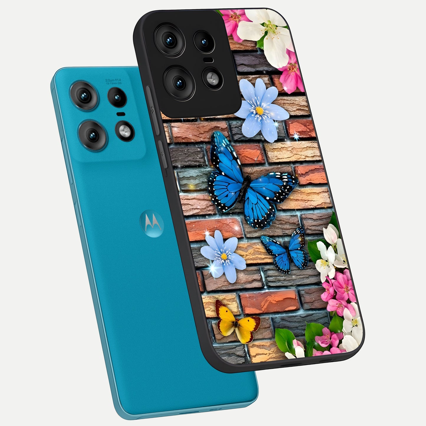  Brick Bloom Flight phone case For Moto Edge50 Pro showing premium glass back cover with detailed artwork