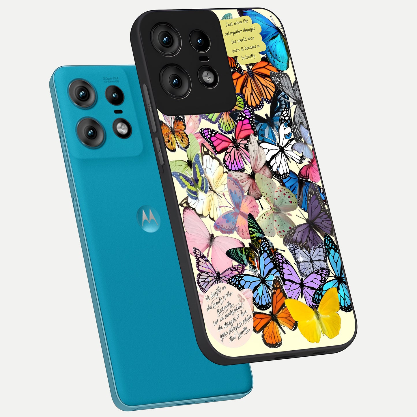  Butterflies Petal Dream phone case For Moto Edge50 Pro showing premium glass back cover with detailed artwork