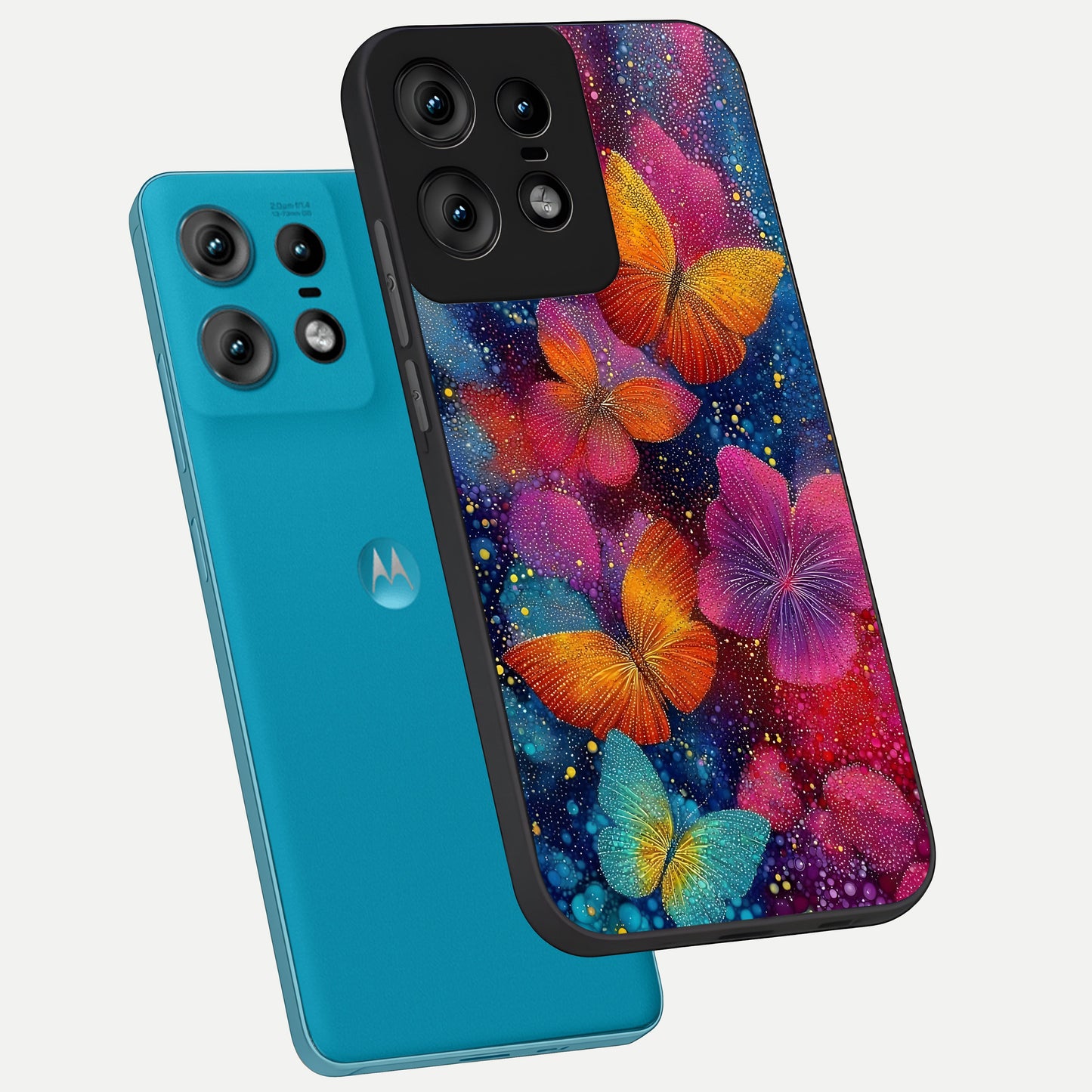  Butterfly Dream Mist phone case For Moto Edge50 Pro showing premium glass back cover with detailed artwork