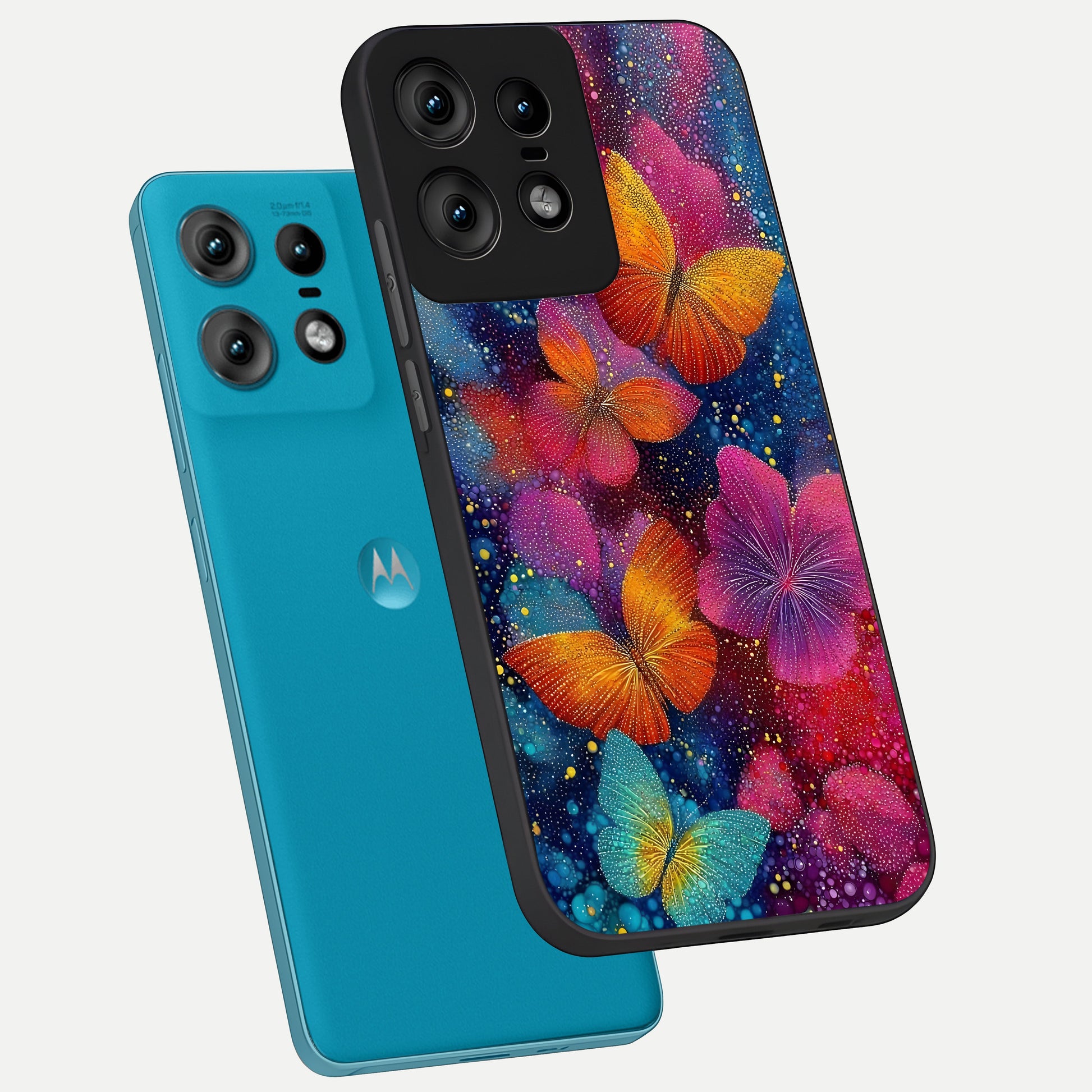  Butterfly Dream Mist phone case For Moto Edge50 Pro showing premium glass back cover with detailed artwork