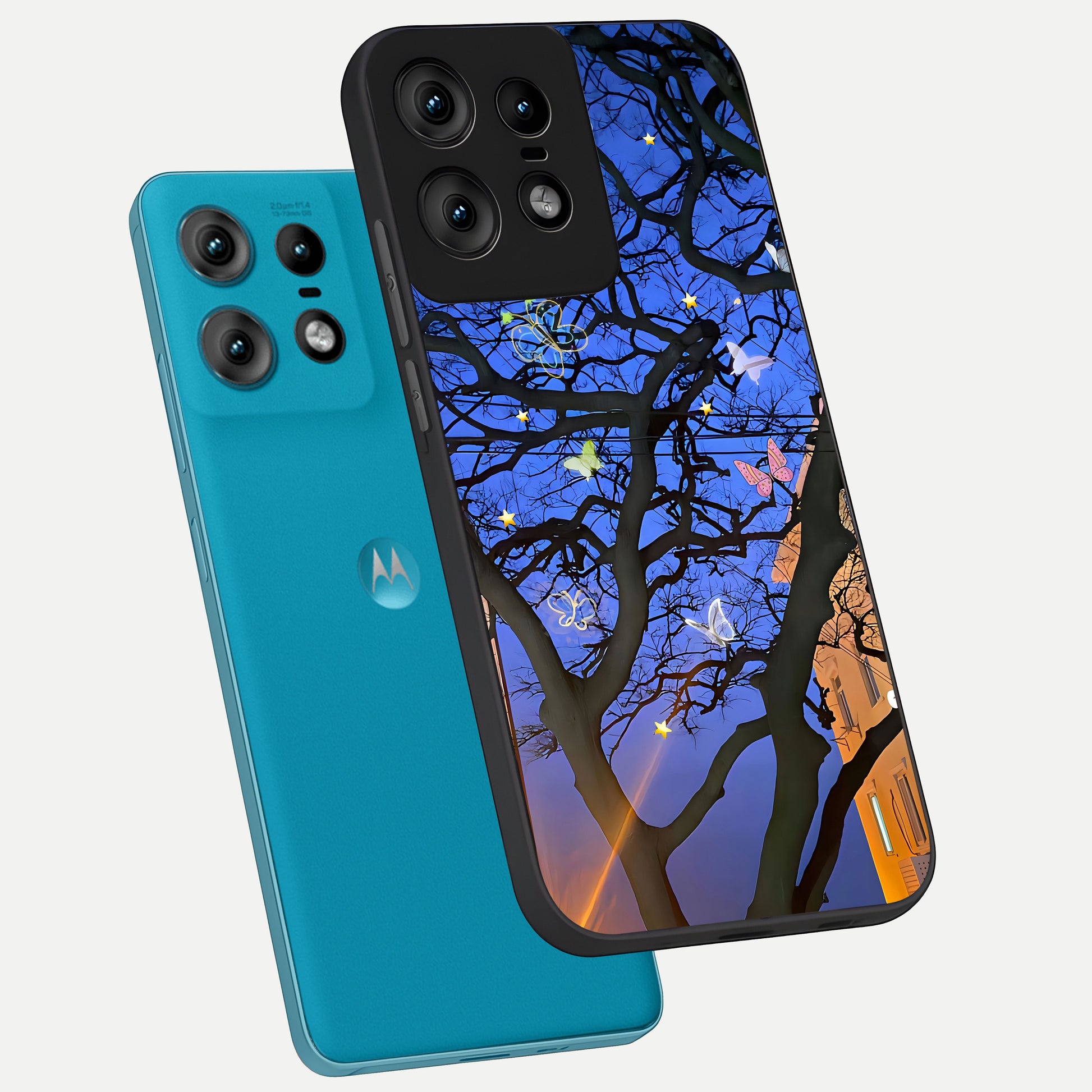  Butterfly Night Magic phone case For Moto Edge50 Pro showing premium glass back cover with detailed artwork