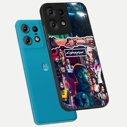  CYBERPUNK Legacy phone case For Moto Edge50 Pro showing premium glass back cover with detailed artwork