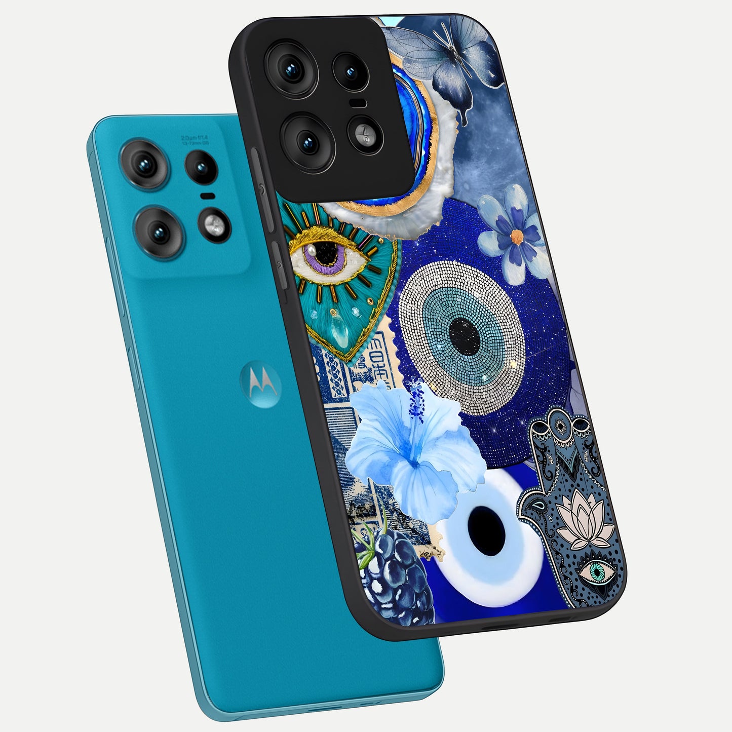  Celestial Blue Vision phone case For Moto Edge50 Pro showing premium glass back cover with detailed artwork